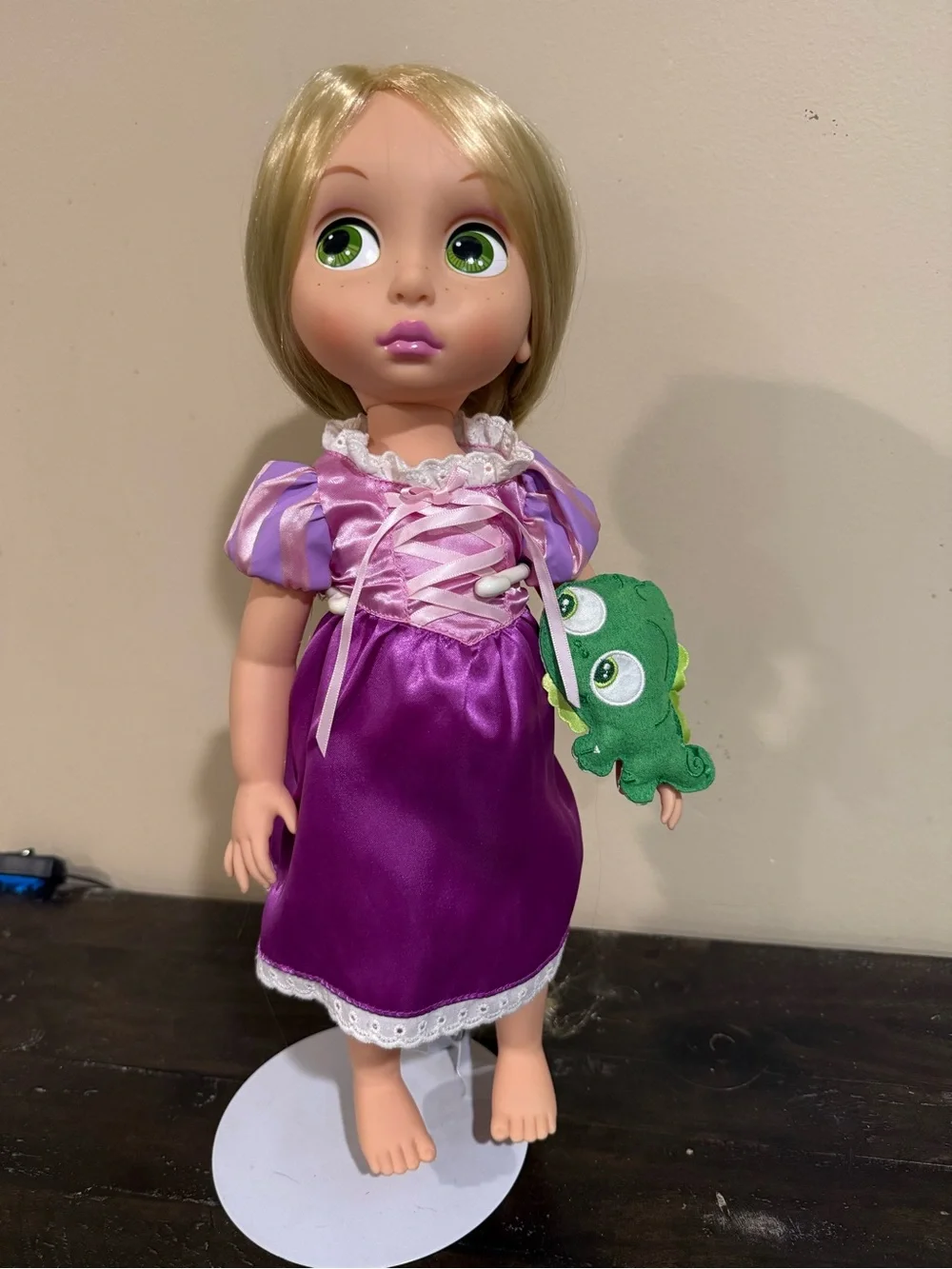 Disney Animators Tangled 16” Doll with Purple Dress and Green Chameleon Plush